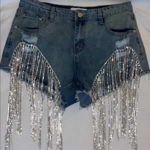 Hot and delicious hot girl summer rhinestone shorts Large NWT